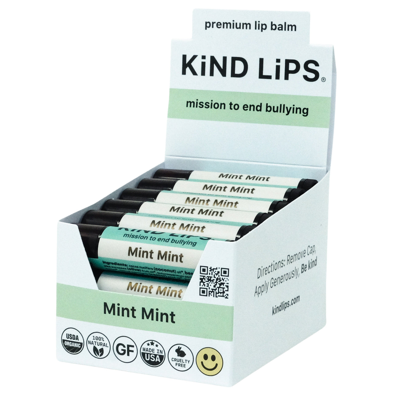 Mint Mint Organic Lip Balm - 12 Tube Display Open Pack