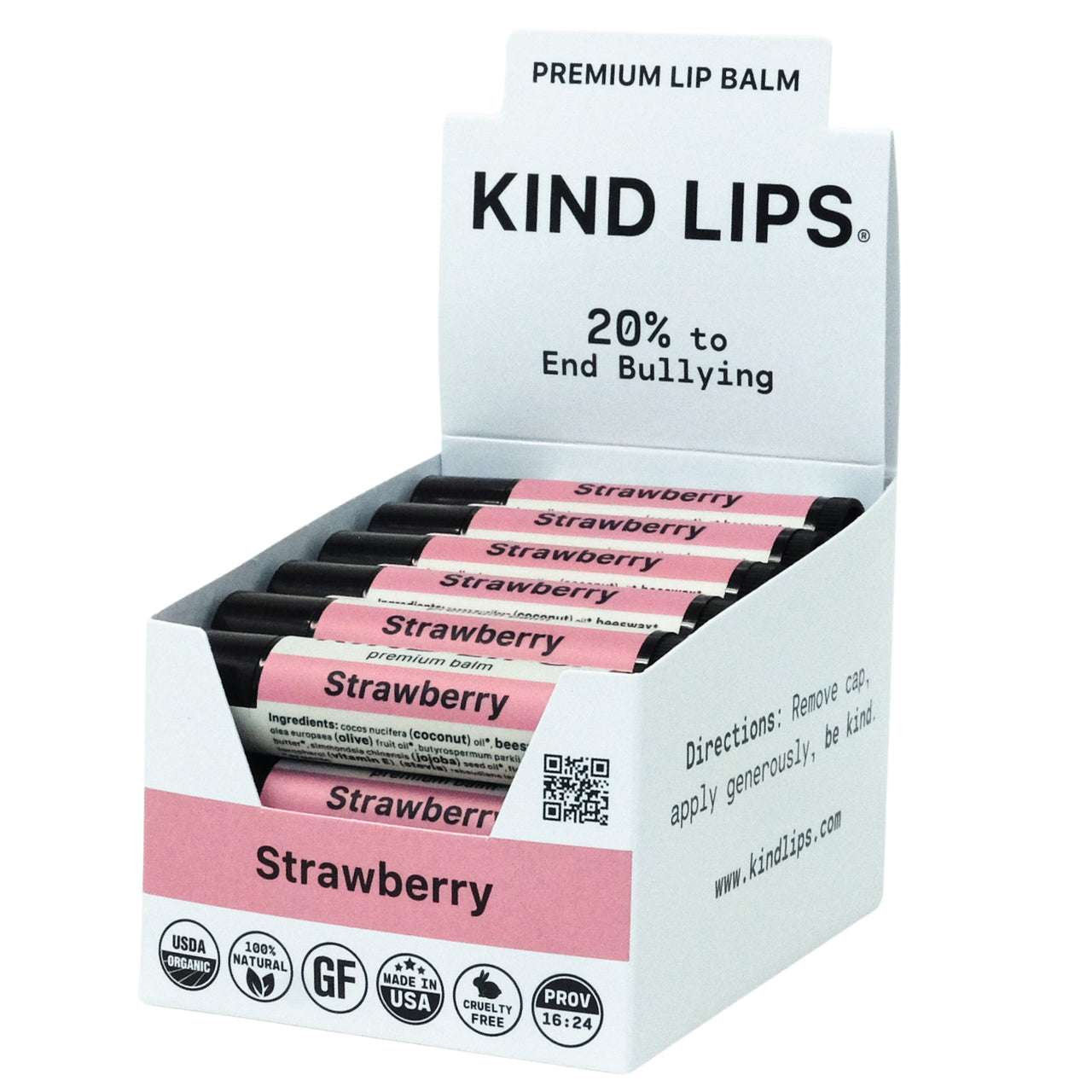 Strawberry Organic Lip Balm - 12 Tube Display Open Pack