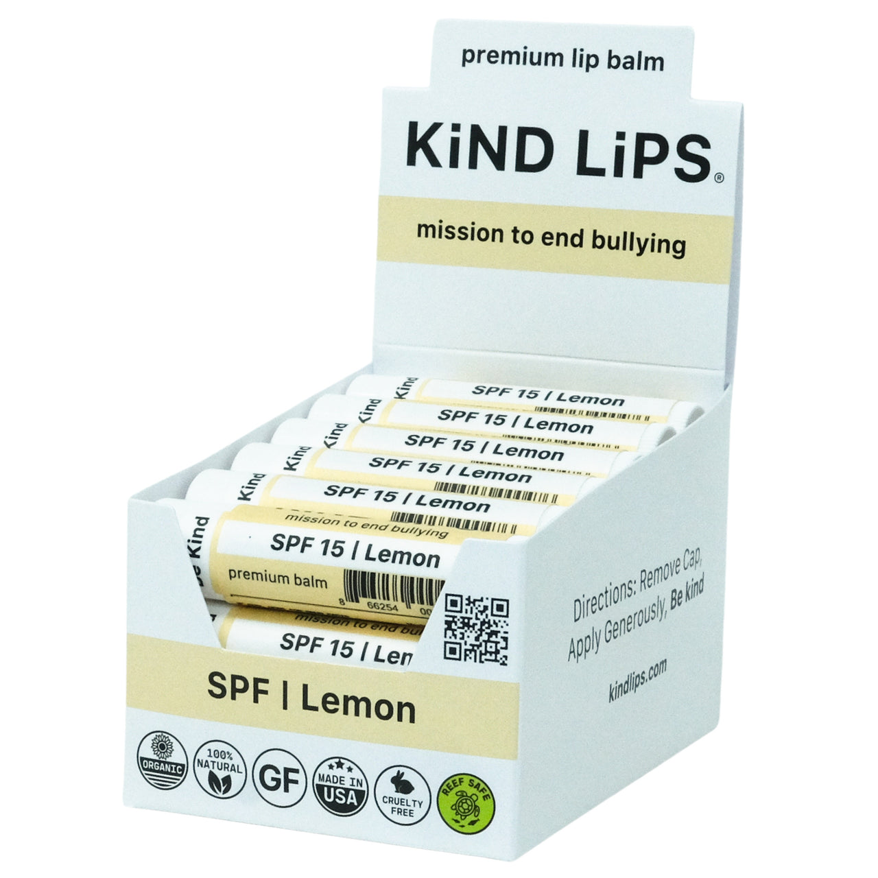 SPF 15 Organic Lip Balm - 12 Tube Display Open Pack