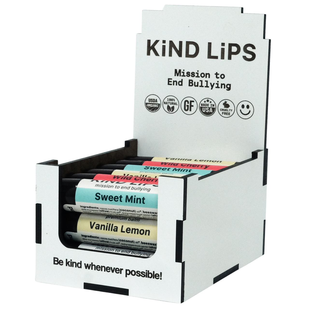 Organic Lip Balm Wood Display - 30 Tubes (18 Out)