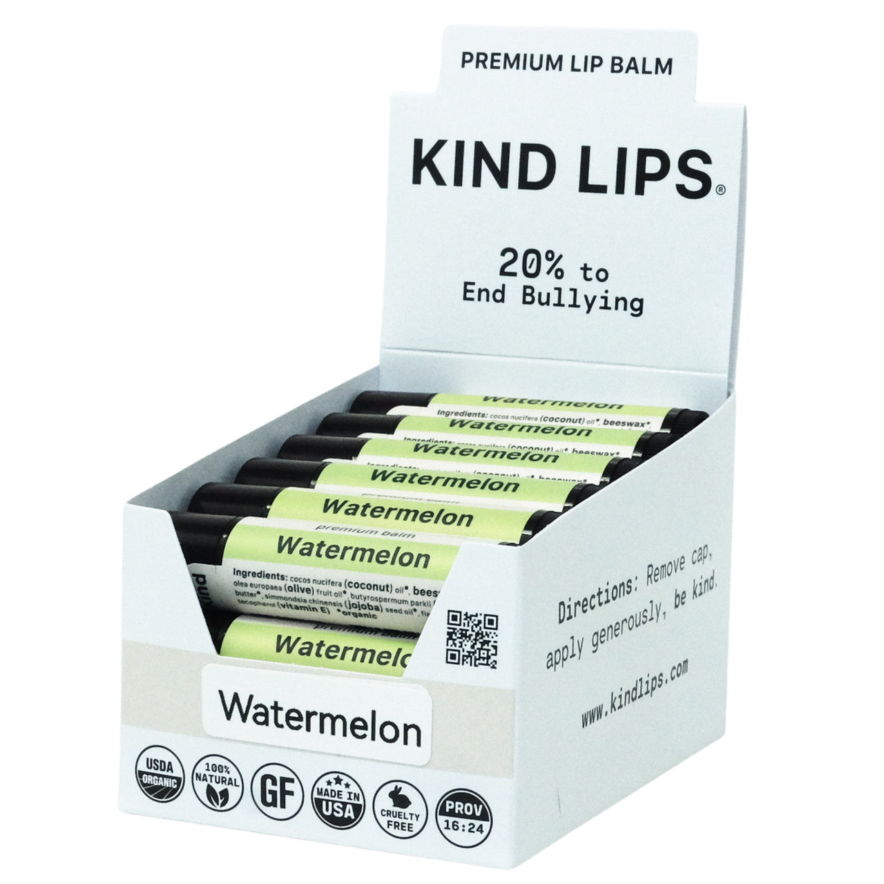 Watermelon Organic Lip Balm - 12 Tube Display Open Pack