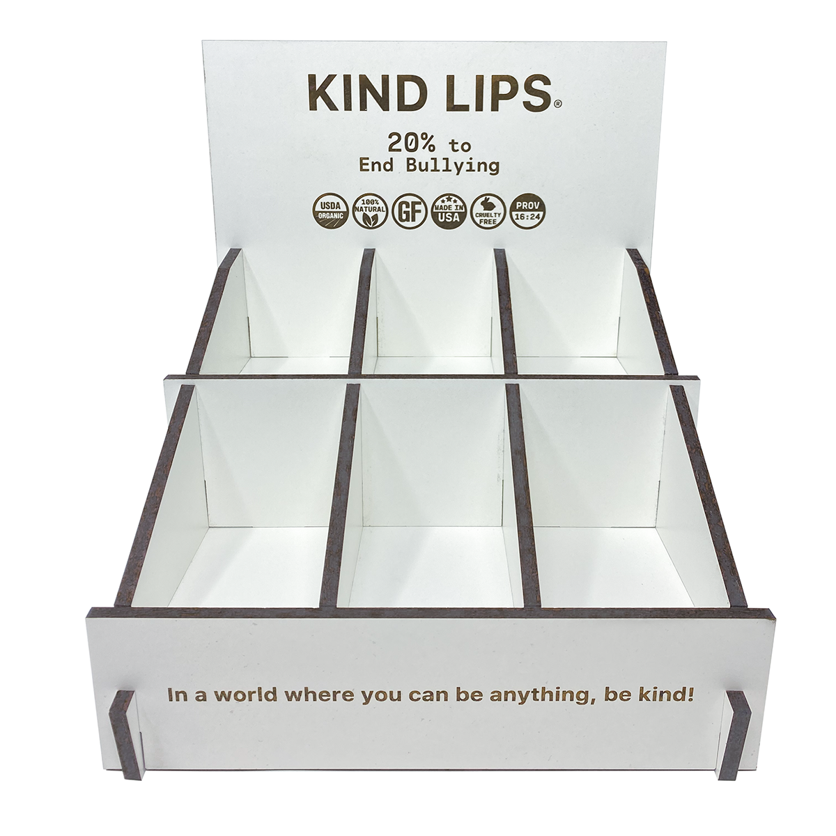 White Large Wood Display Box Holds 90 Tubes